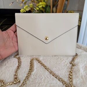 Alberta Di Canio Cream Leather Small Flap Pocket Envelope Crossbody Bag